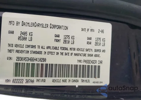 2006 Dodge Charger R/T from USA, damaged, VIN 2B3KA53H66H410280